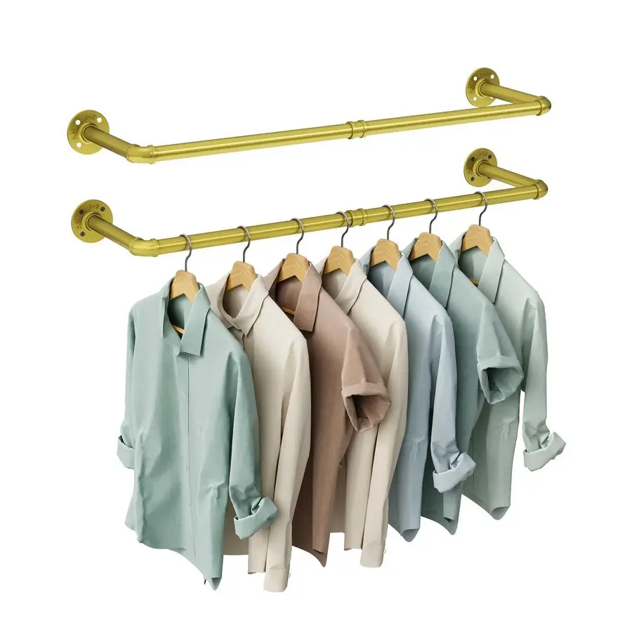 

Настенная вешалка для одежды из промышленных труб, набор из 2 штук, 38,4 дюйма, сверхпрочная, из железных труб, многофункциональная, для одежды и текстиля