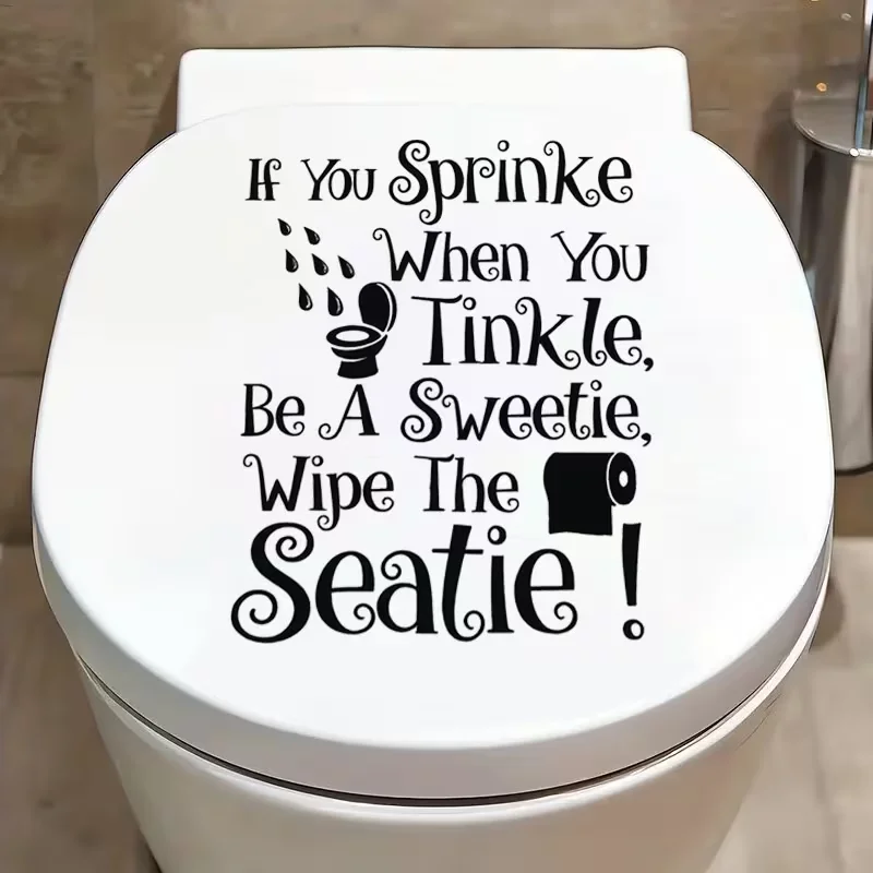 1pc of Humorous Toilet Decal with Witty Phrases and Patterns, Waterproof Bathroom Sticker Featuring Vibrant Cartoon Designs, for