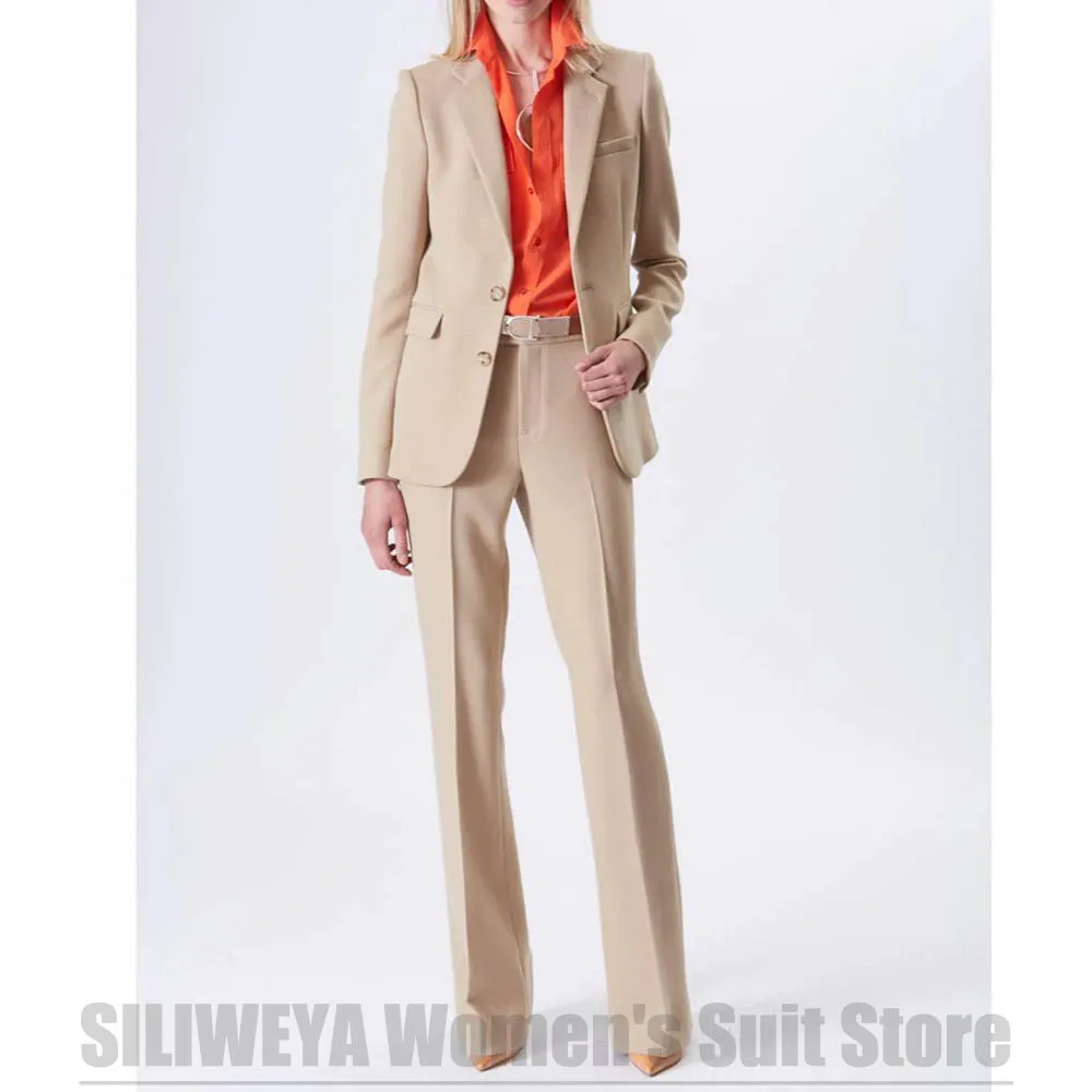 

Chic Women 2 Piece Suit Slim Fit Single Breasted Formal Blazer Pants For Fashion Solid Color Office Business Party Lady Outfit