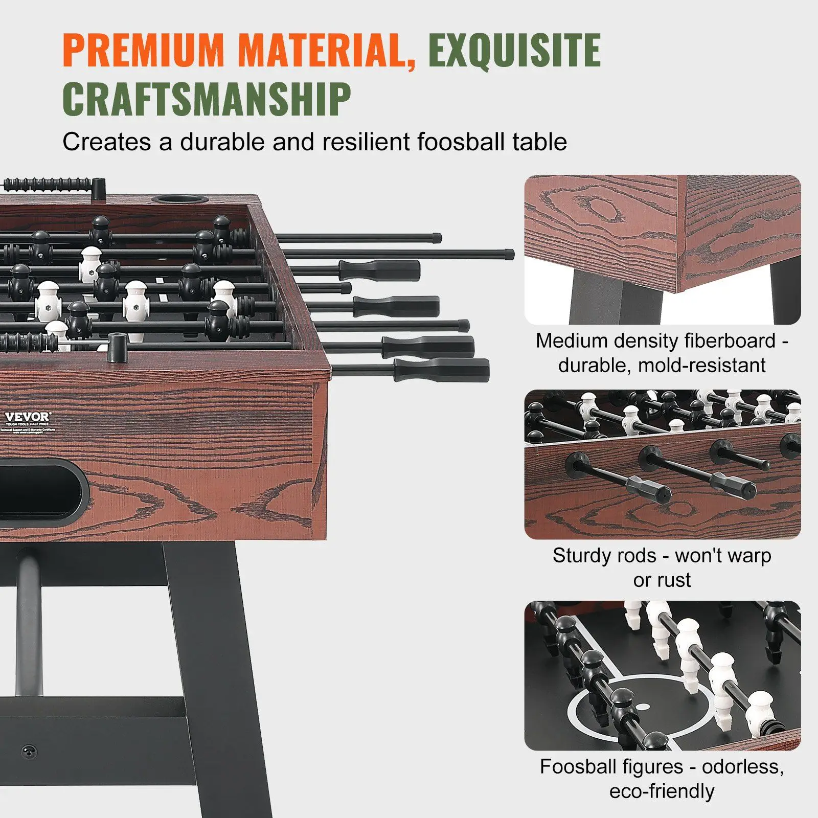 Foosball Table, 55 inch Standard Size Foosball Table, Indoor Full Size Foosball Table for Home, Family, and Game Room