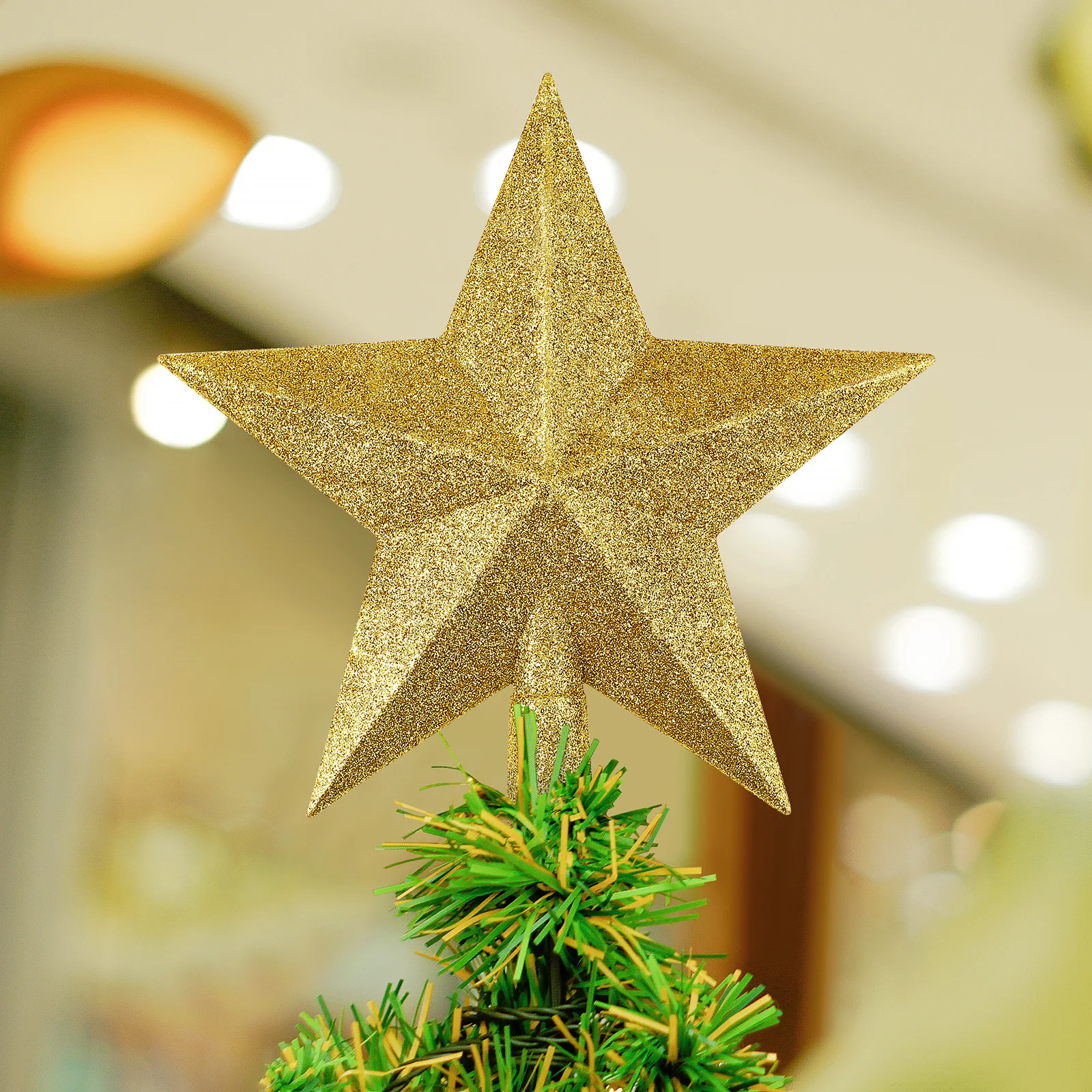

Christmas Tree Star Decorations Gold Shiny Festive Small Lighted nament Five Christmas Tree Topper Gold Toppers DIY