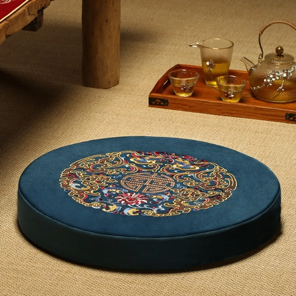 Embroidered Tatami Floor Cushion Thickened Floor Pillow Yoga Meditation Cushion Non Slip Prayer Kneeling Cushion for Bedroom