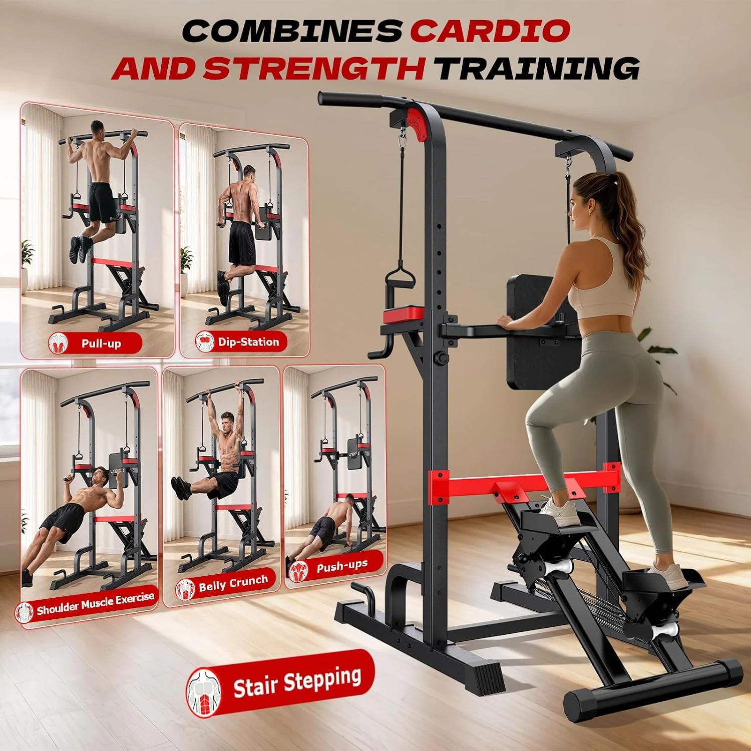 Power Tower Pull Up Bar Free Standing,Home Gym Strength Training Equipment, Customized