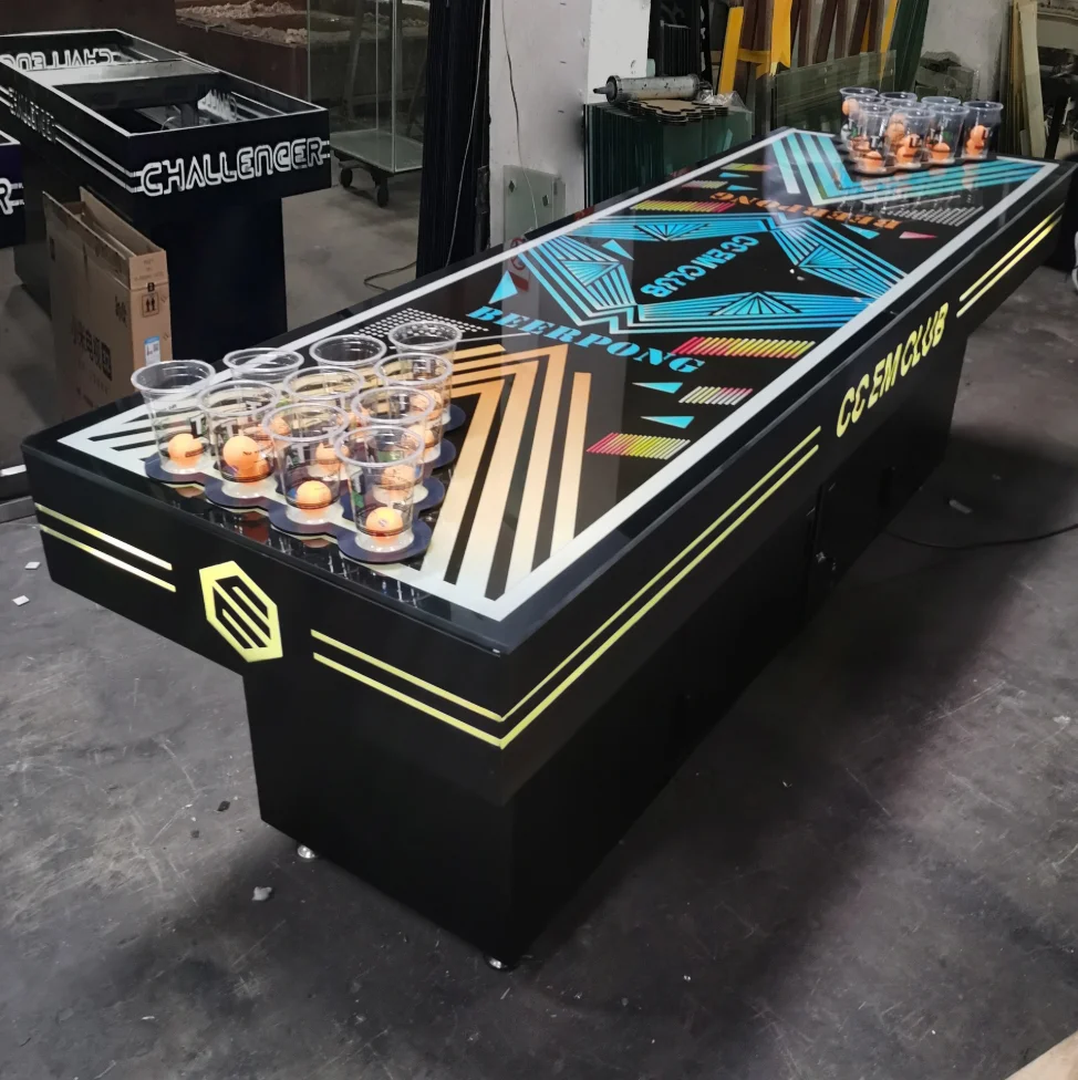 Atacado LED - Mesa de Beer Pong de bar iluminado com design de néon personalizável para eventos de jogos em boate e uso em festas