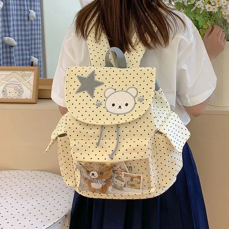 2026 New College Style Large Capacity Double Shoulder School Bag Multi Pocket Cute Retro Lightweight Backpack for Class