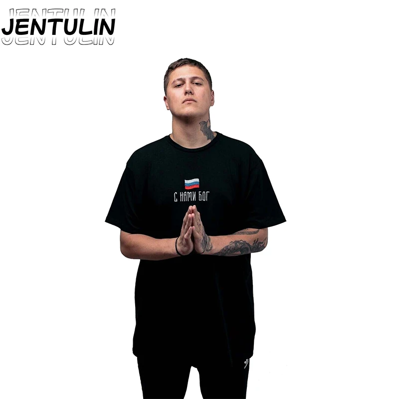 

Punk Hip Hop Pure Cotton Retro Men Clothing Harajuku Flag Printed Y2K Gothic Loose Casual Super Sized Men Short Sleeved T-shirt