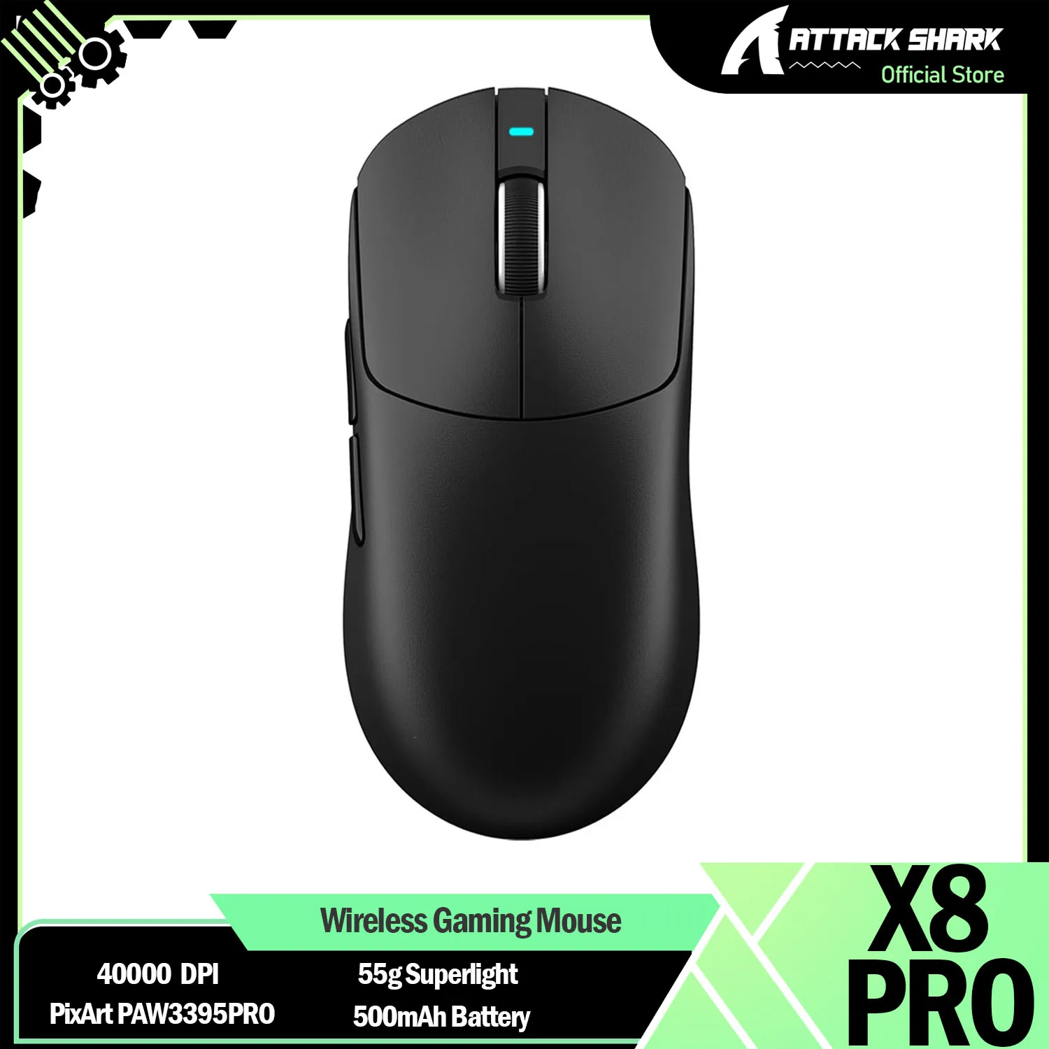

ATTACK SHARK X8Pro 8K Mouse, 55g SUPERLIGHT, PixArt PAW3395PRO Gaming Sensor, 6 Adjustable DPI up to 40000, 500mAh Battery