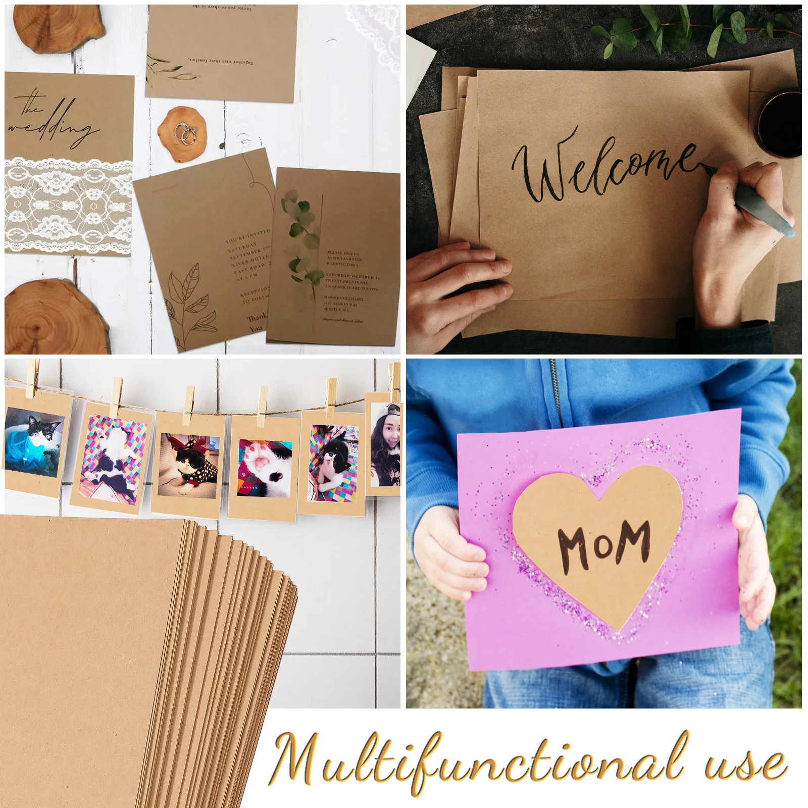 100 قطعة بطاقات كرافت 150Gsm سميكة براون A4 ورقة Diy بها بنفسك الحرف سكرابوكينغ بطاقات اليدوية دعوات مشاريع الطباعة