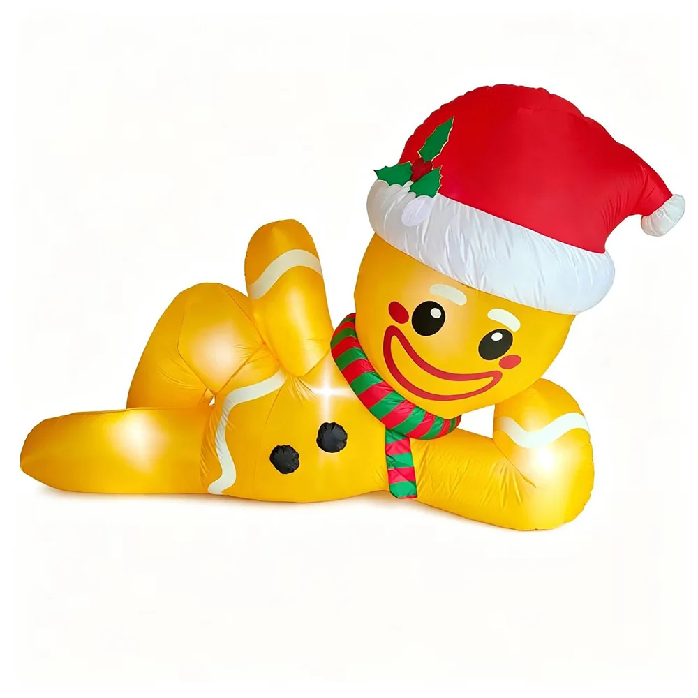 10FT Christmas Inflatable Gingerbread Man Outdoor Holiday Decoration LED Lighted Yard Garden Lawn Decor for Christmas Party