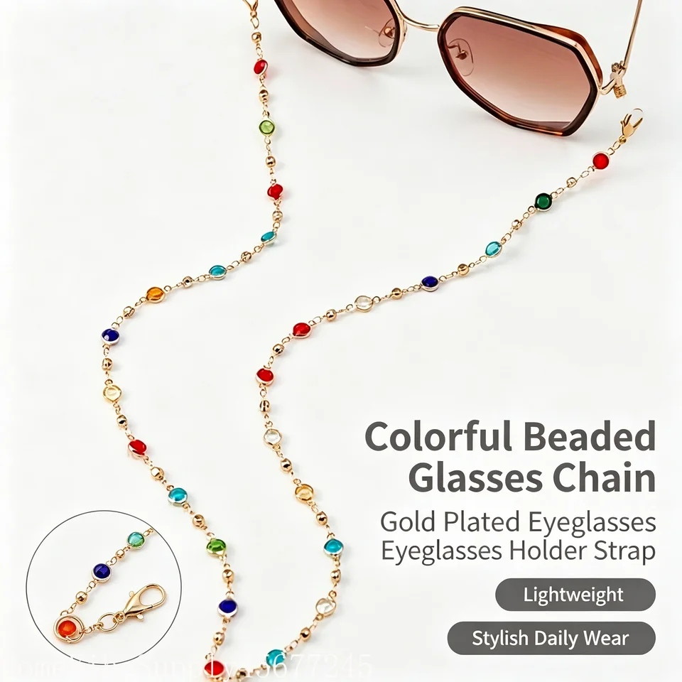 Colorful Rhinestone Eyeglass Chain for Women
