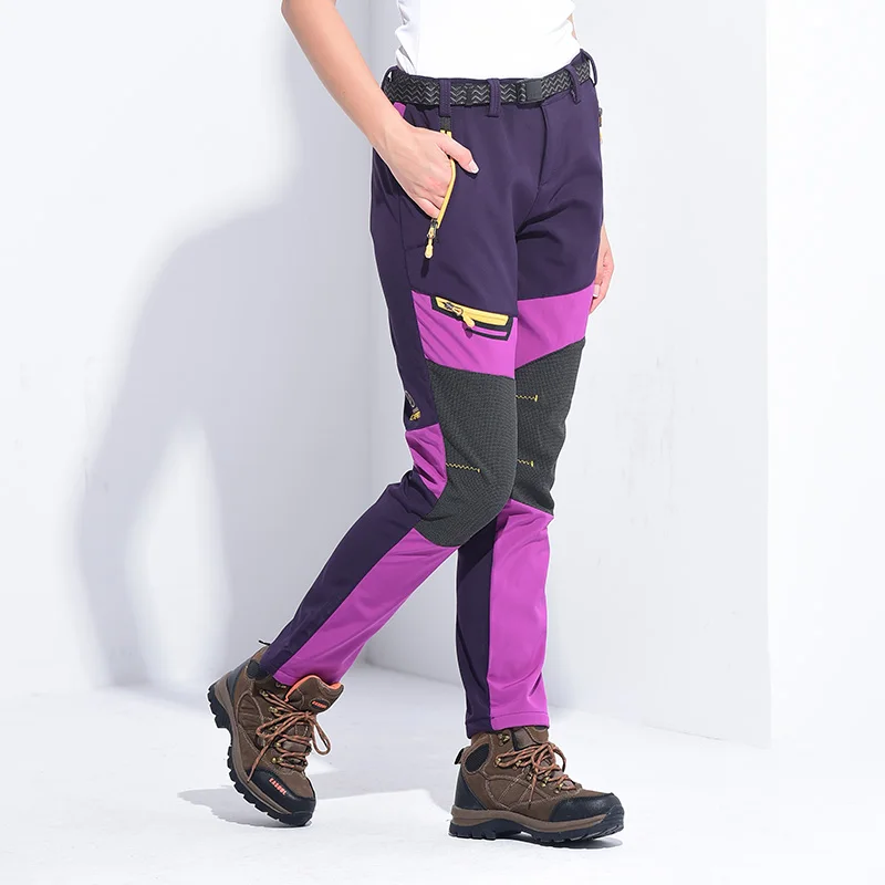 Dicke warme Fleece-Winterhose für Damen, wasserdicht, Wandern, Trekking, Camping, Skifahren, Softshell-Hose, winddichte Hose – Detail 1