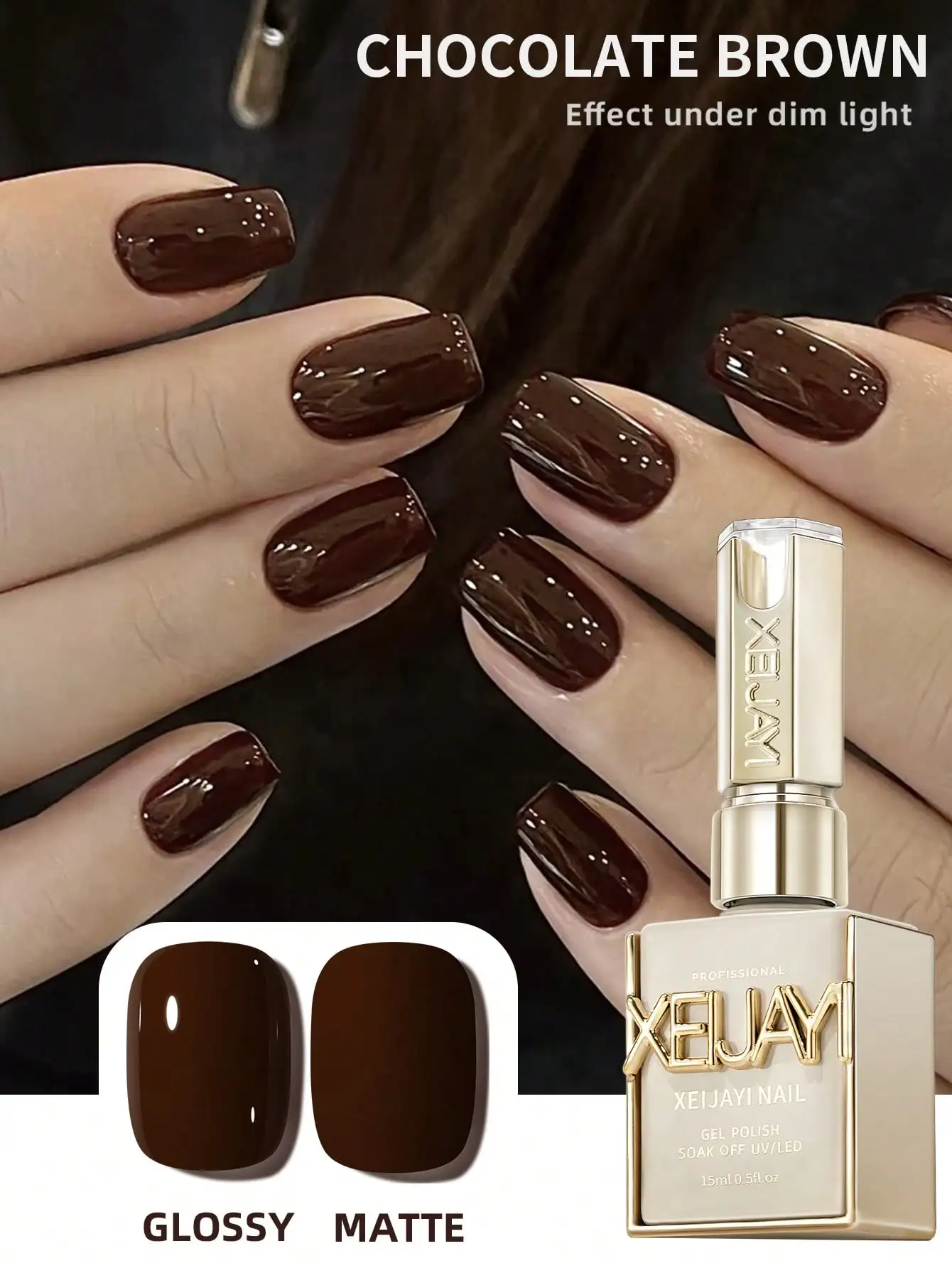 1pc 15ml Reddish Brown Gel Nail Polish Starter Pure Soak Off No Wipe Nail Gel Polish Suitable For All Seasons