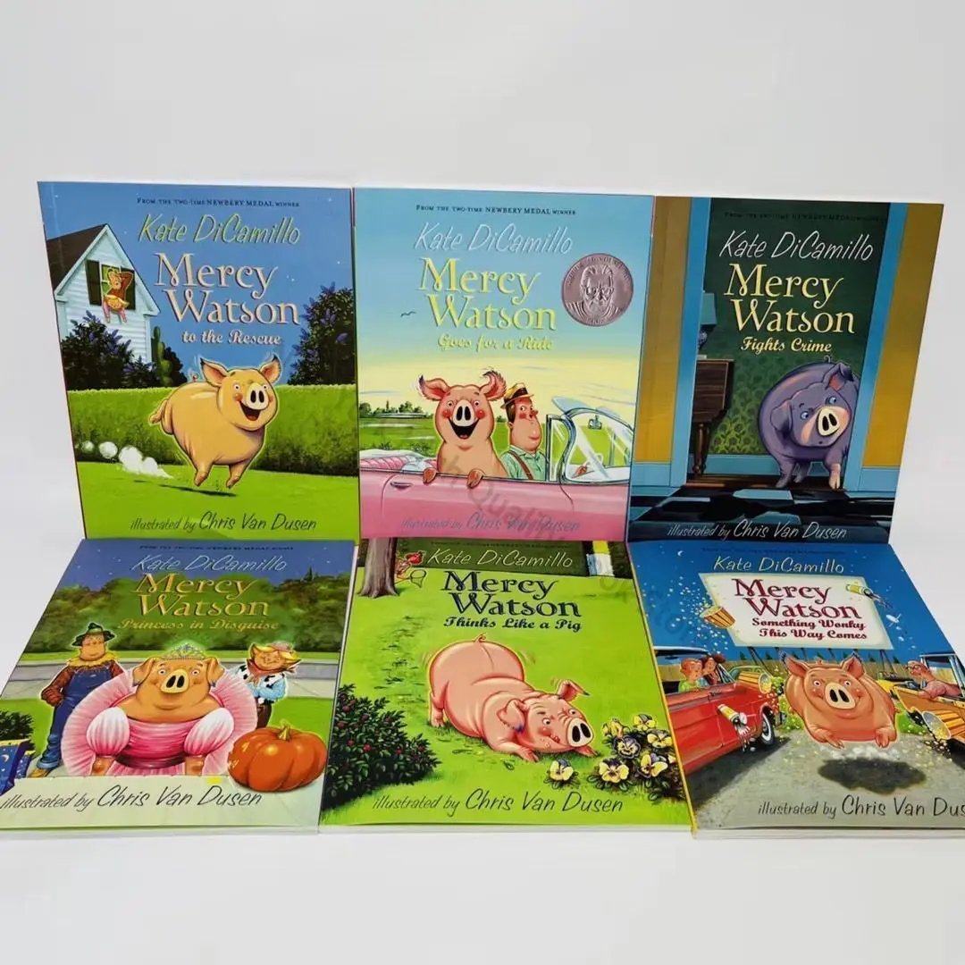 6 Volumes of Mercy Watson/ Piglet Messi,Bridge Chapter Book Children/kid Original English Book Fairy Tale Story Books