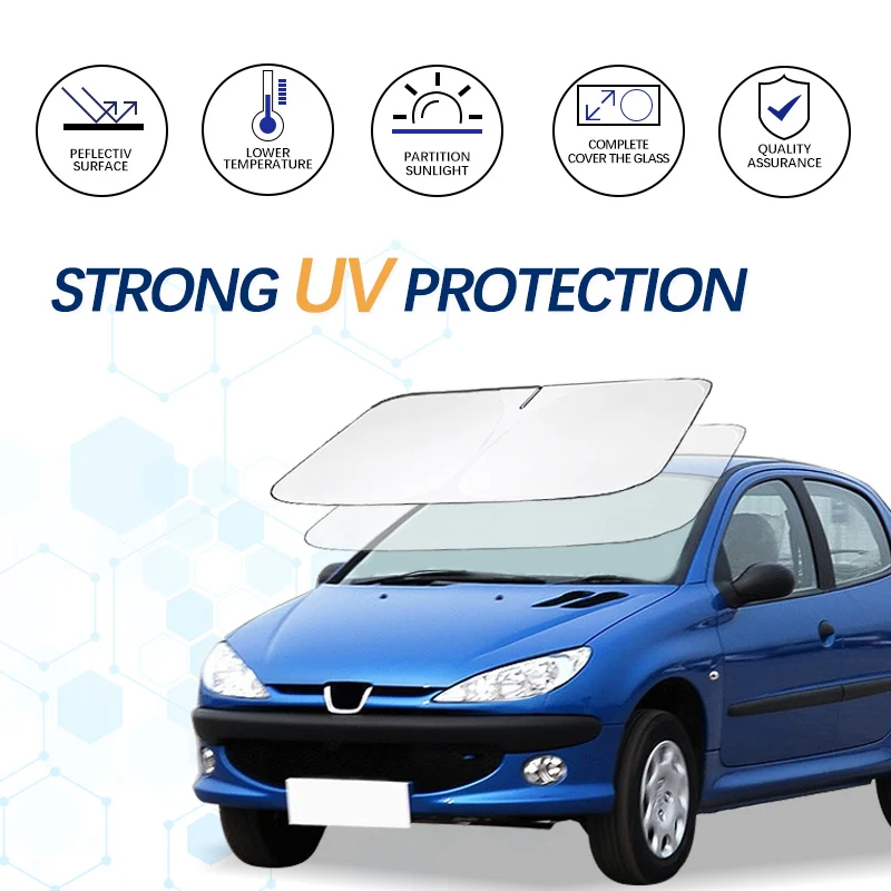 

Car Windshield Sun Shade For Peugeot 206 Sunshade Summer Visor Protector Foldable Blocks UV Rays Protection Accessories