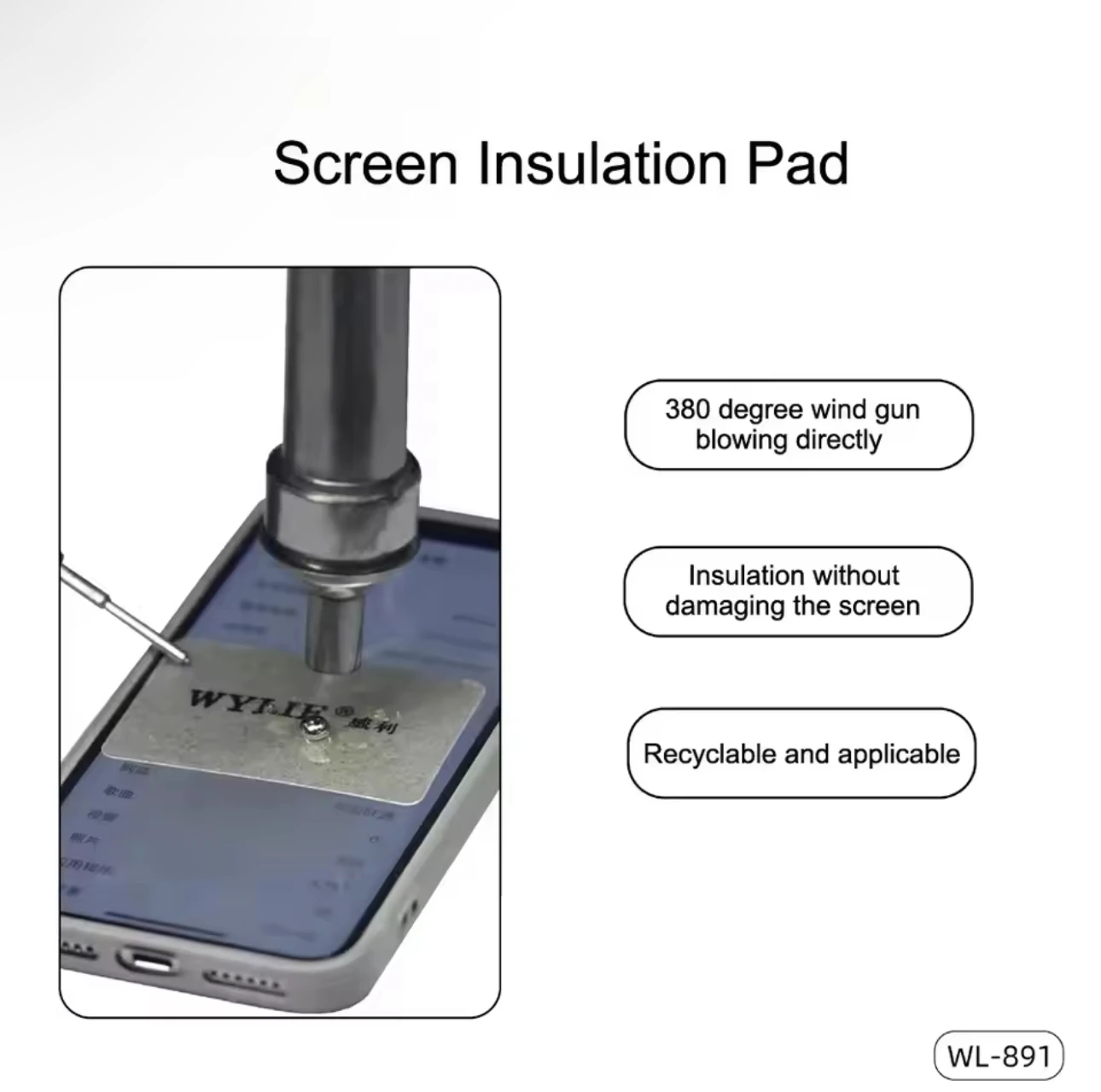WYLIE WL-891 0,3mm Schutz-LCD-Wärmeisolationsmatte 10 Stück für Handy-Reparatur Bildschirmschutz IC-Transplantationswerkzeug – Detail 2