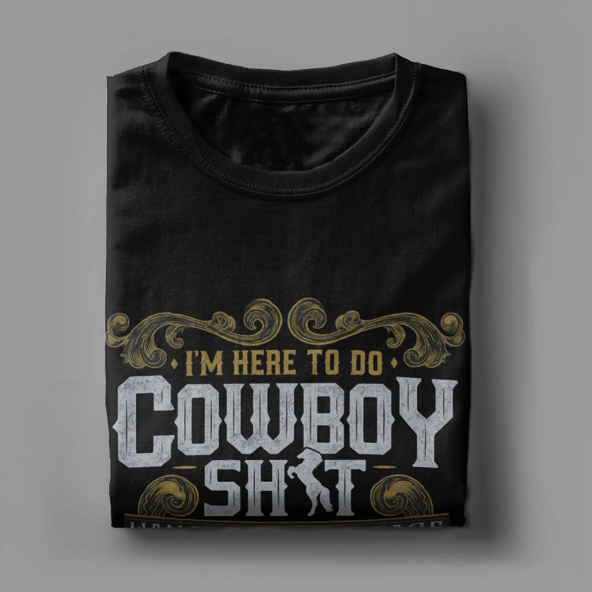 هانجمان آدم صفحة الرجال تي شيرت أنا هنا للقيام كاوبوي رهيبة تيز قصيرة الأكمام الياقة المستديرة تي شيرت ملابس قطنية كبيرة الحجم