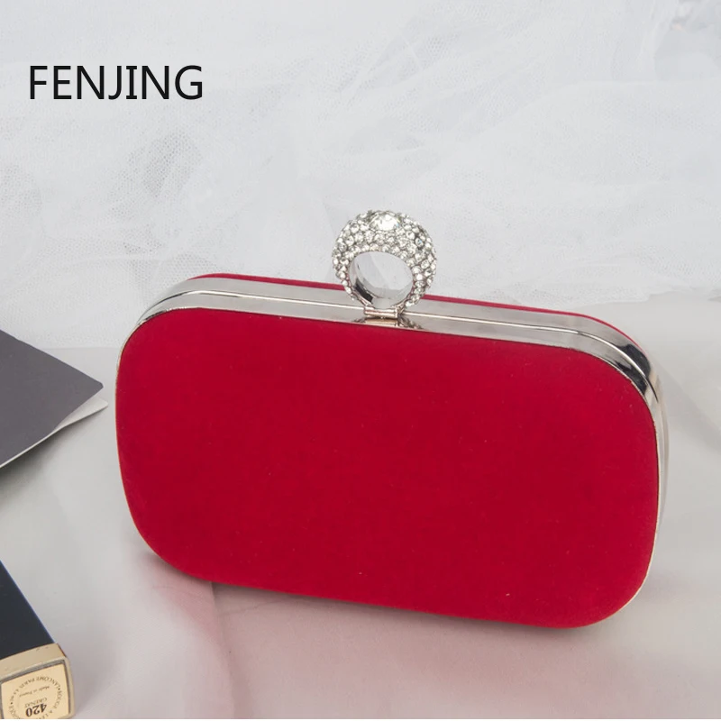 

High Quality Velvet Rings Clutch Bag Women Evening Party Purse and Handbag Luxury Crossbody Bag Prom Ladies Small Shoulder Bag