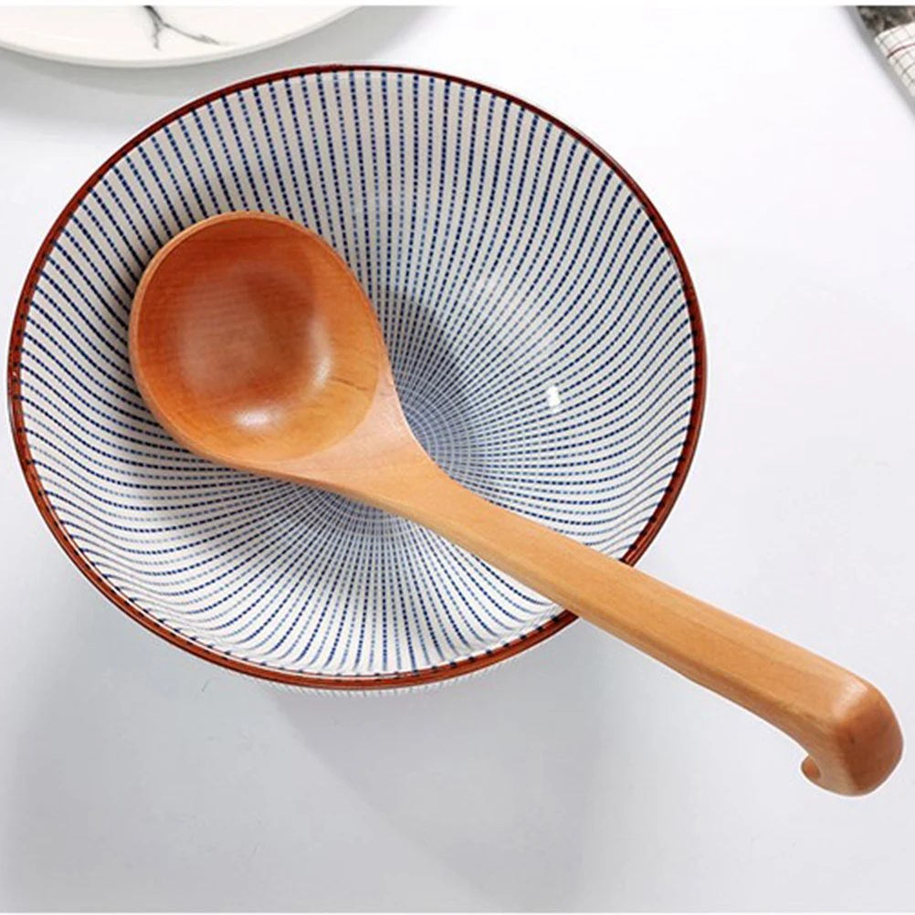 

Wooden Long Handle Cooking Spoon Heat Resistant Smooth Edges Lightweight Kitchen Mixing Ladle Hot Pot Spoon