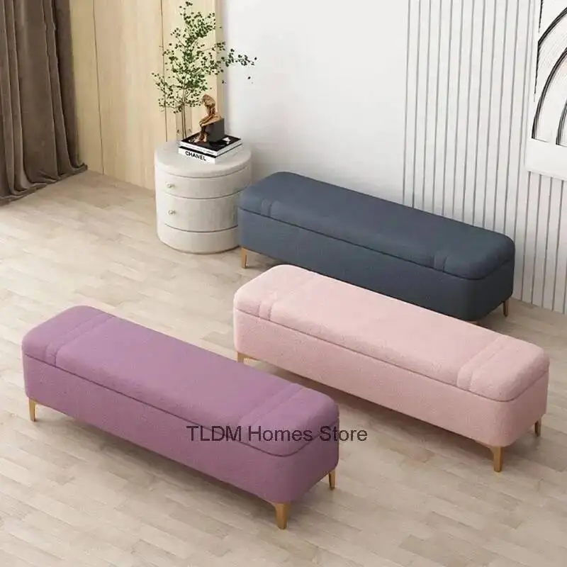 Changing European Stools Light Luxury Door Storage Stools Store Bed Shoe End Ottoman Clothing Bedroom Home Storage Footstool gm