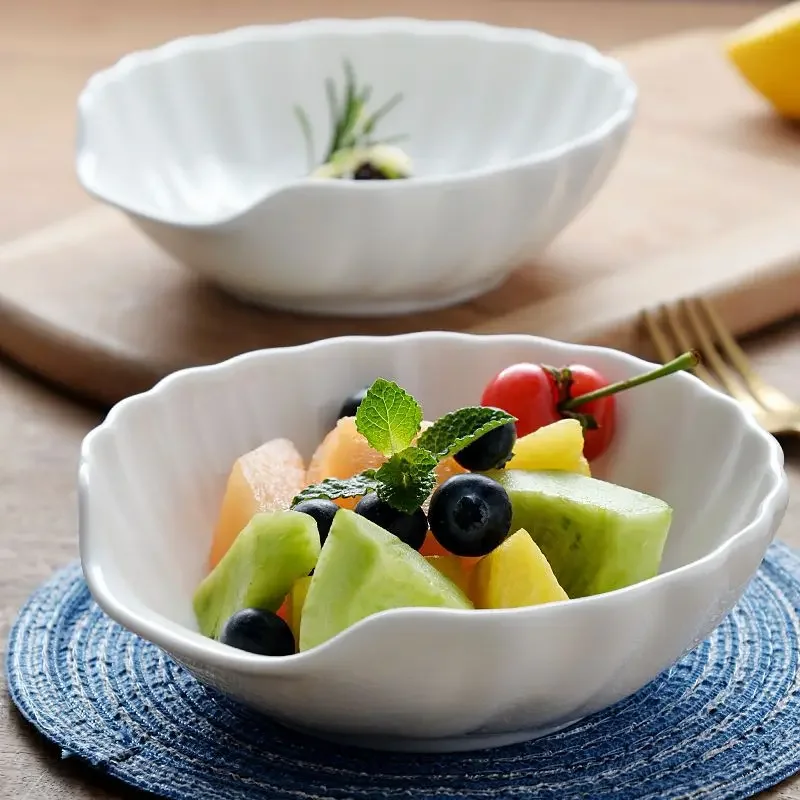 Pure white 6-inch vegetable plate shell bowl ceramic special-shaped creative high-end hotel practical household dessert