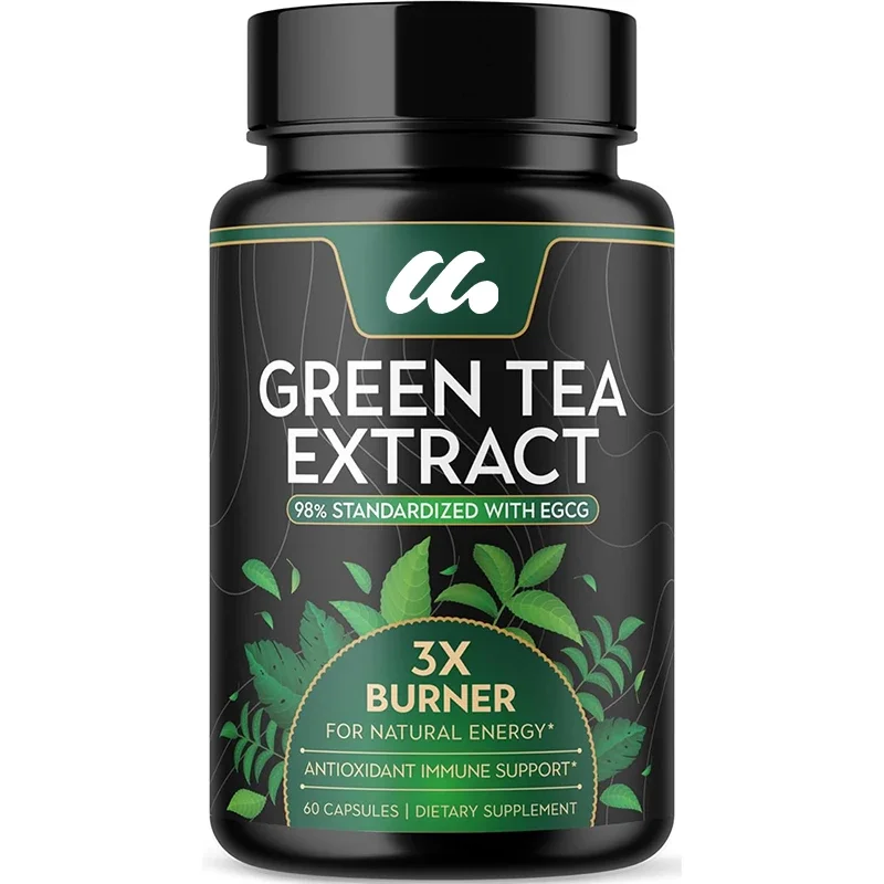 Green tea pill extract - natural energy - containing antioxidants, polyphenols, coffee beans, mild caffeine -60 capsules