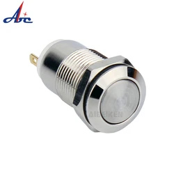 12mm 1NO Momentary Latching push button switch high flat head Push Button waterproof metal switch 2A 250V AC