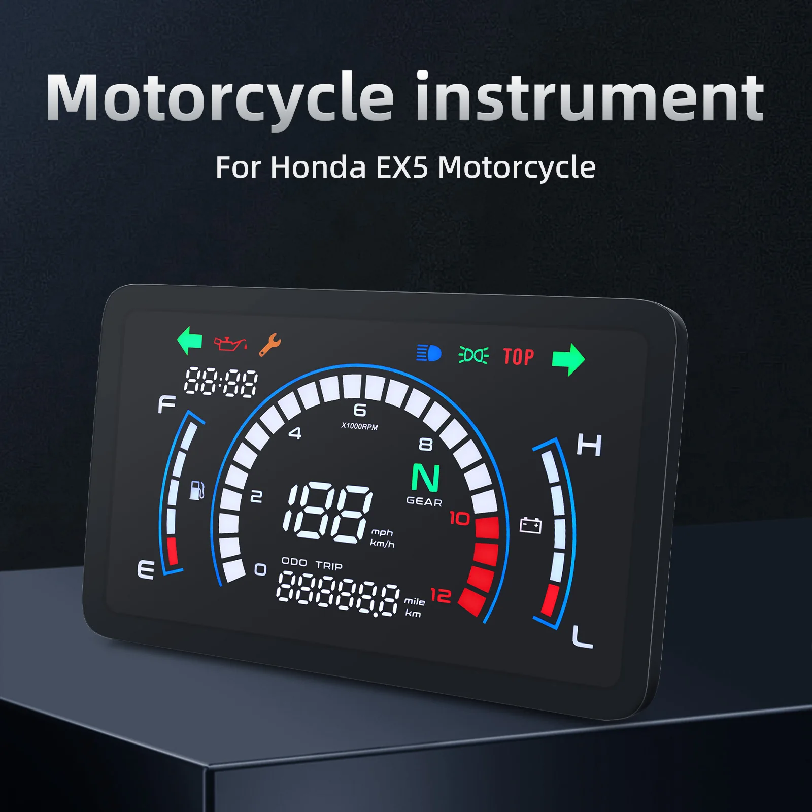 NEW Motorcycle Instrument Dashboard For Honda EX5 Digital Speedometer Meter Odometer ODO TRIP Tachometer 12000 RPM Voltmeter