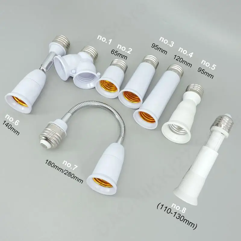 65mm 95mm 14cm Flexible AC E27 To 2 E27 bulb Base power Socket plug Converter LED Light Lamp  Extender Holder E27-E27 Adapter v