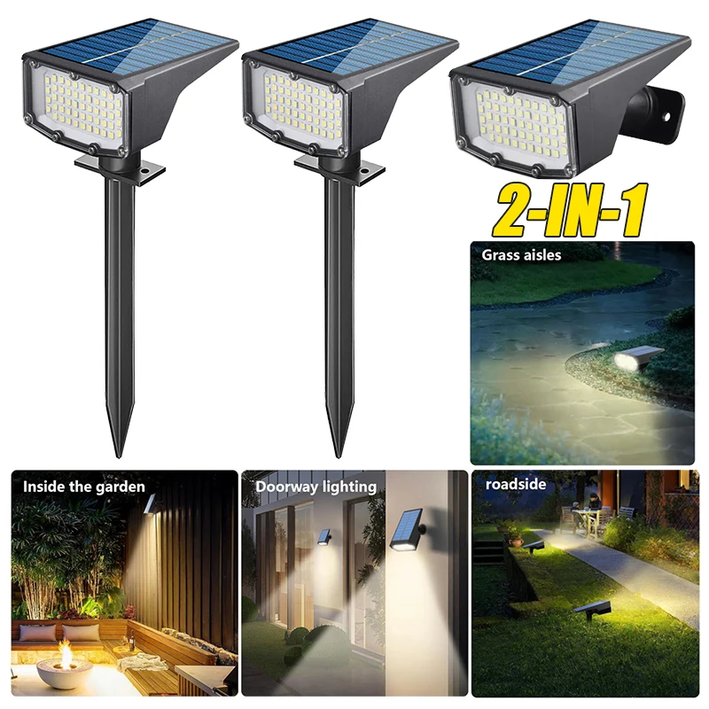 

Solar Lights Outdoor Waterproof 56 LED 3 Lighting Modes Solar Powered Garden Yard Solar Lawn Lamp for Outside Landscape 2/1PCS