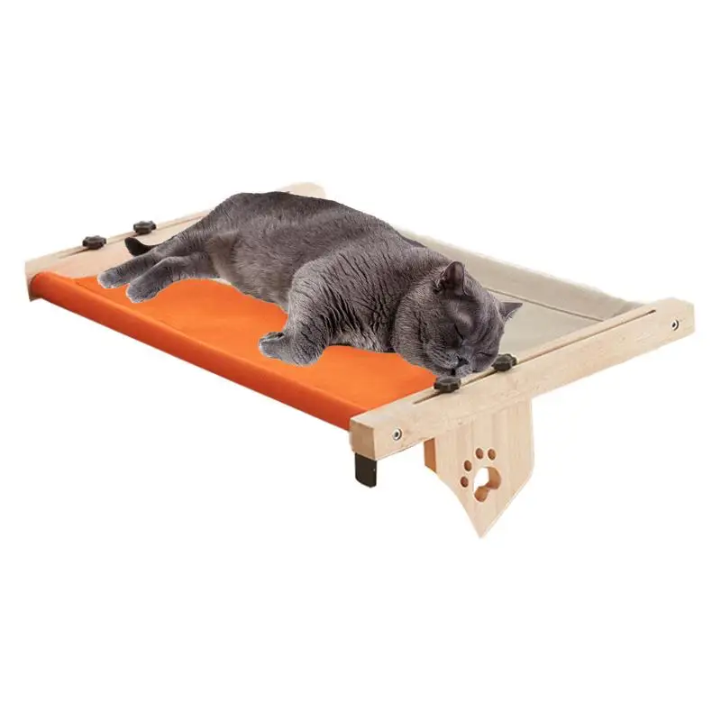 

Cat Perch For Indoor Cats Wooden Cat Resting Lounger Adjustable Cat Windowsill Nest Cat Hammock Seat With Cushioned Bed Cover