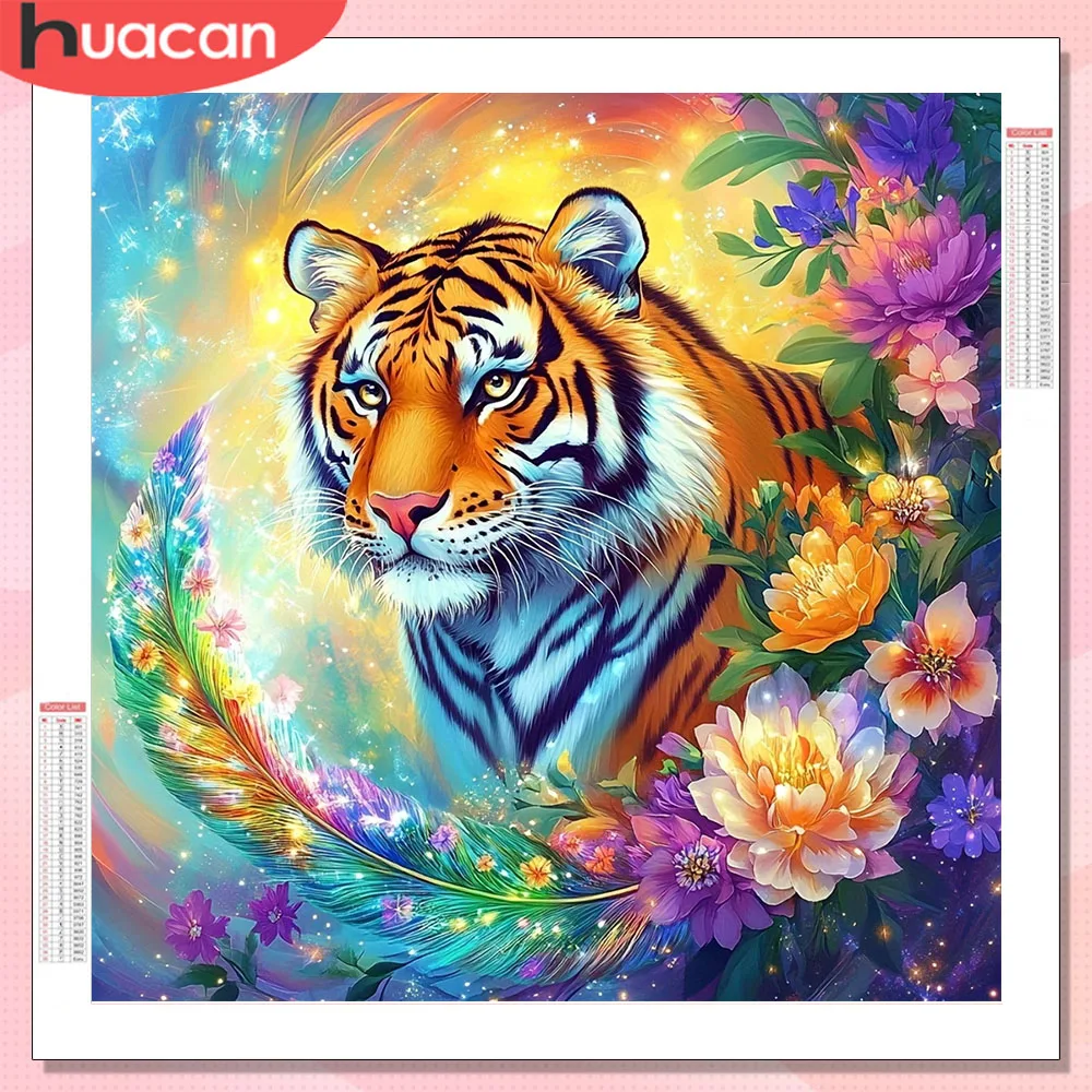 

HUACAN Diamond Art Full Drill Tiger Animal Handicrafts Diy 5d Wall Decoration Diamond Mosaic Peony Flower Painting Art Crafts