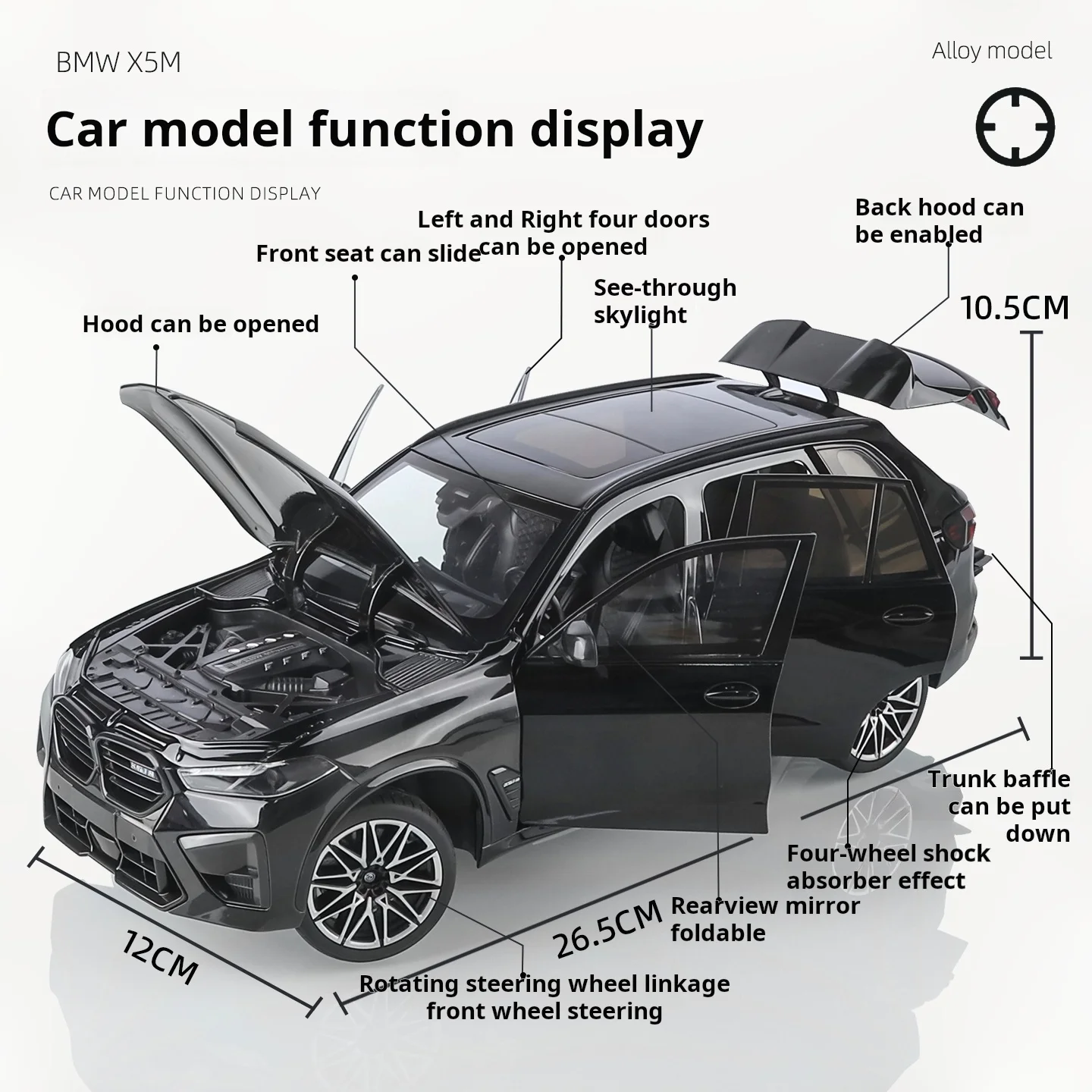 Official authorized 1:18 BMW X5M oversized SUV off-road vehicle Premium Model Toy car  Pull back toy car boys Gift collectibles