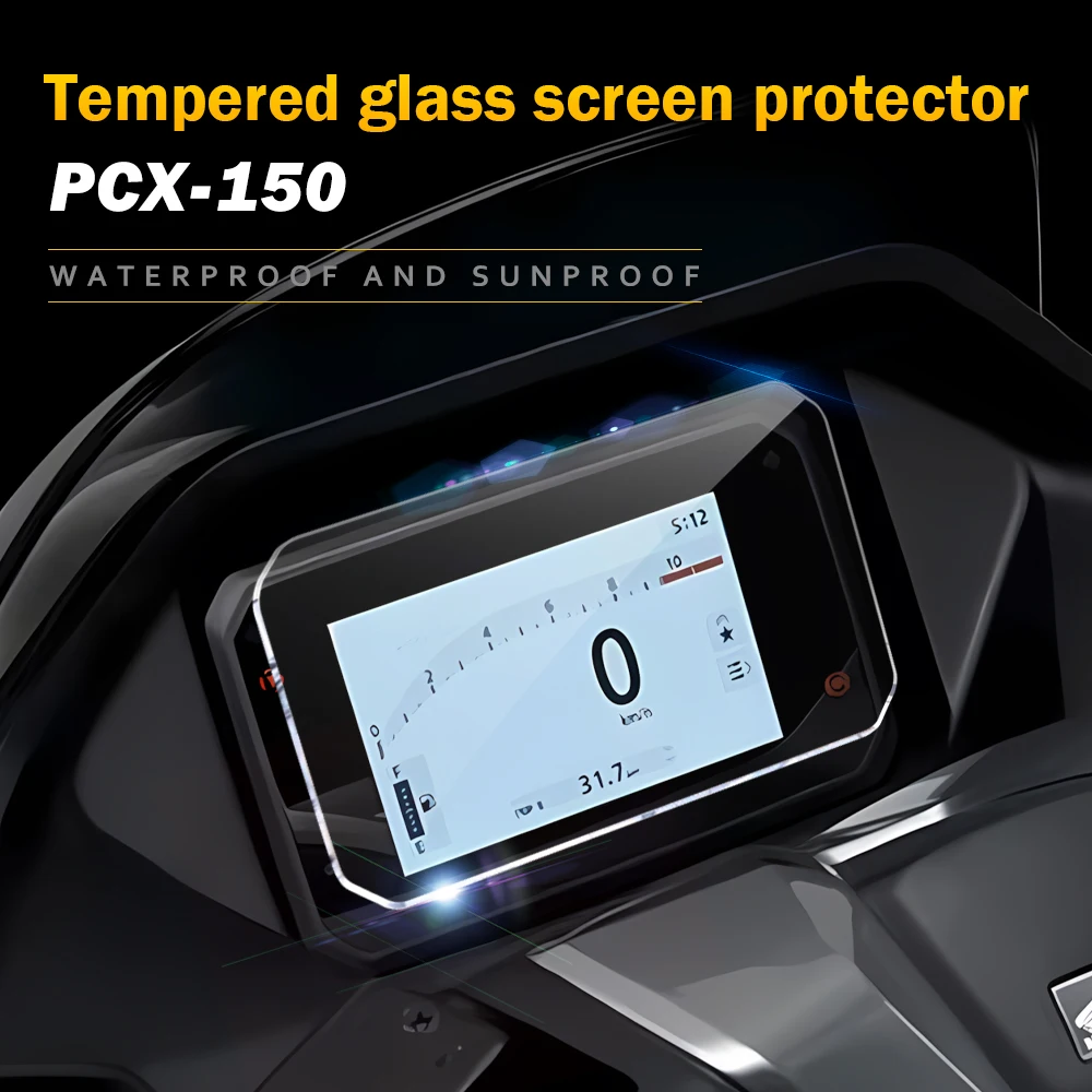 Tempered Glass Motorcycle Dashboard Screen Protector for Honda PCX150 2025 2026 5 inch TFT Instrument Cluster - Crystal Clear
