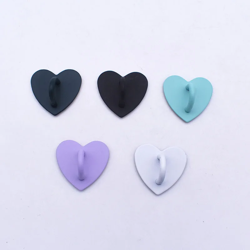 Kawaii Adhesive Metal Heart Phone Charm Holder Mobile Phone Case Finger Ring Stand Hooks Buckle Charms Clasp Accessories String