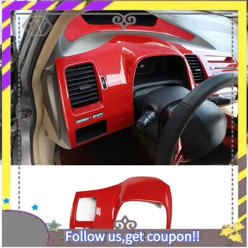 

ABXV-для Honda 8th Civic 2004-2009, красная рама приборной панели из углеродного волокна, накладка, запасные части, аксессуары, 1 шт.