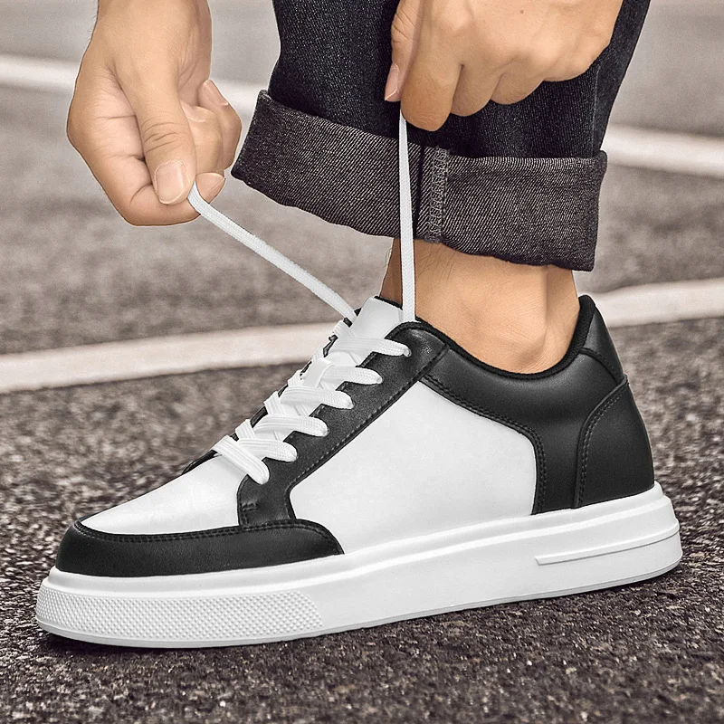 

Уличная нескользящая спортивная повседневная обувь для доски, модная брендовая мужская удобная повседневная кожаная обувь на шнуровке, увеличивающая рост