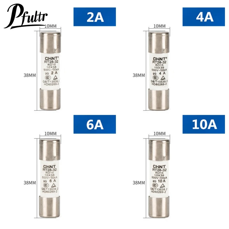 1Pc 500V 10*38MM 2A 4A 6A 10A 12A 16A 25A 32A DC PV Solar Fuse Metal Alloys for Solar Power System Protection