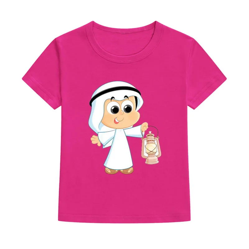 Islamic Ramadan T Shirt Kids EID Mubarak Decor Clothes Baby Girls Short Sleeve T-shirt Boys Summer Tops Eid Al Adha Party Gifts