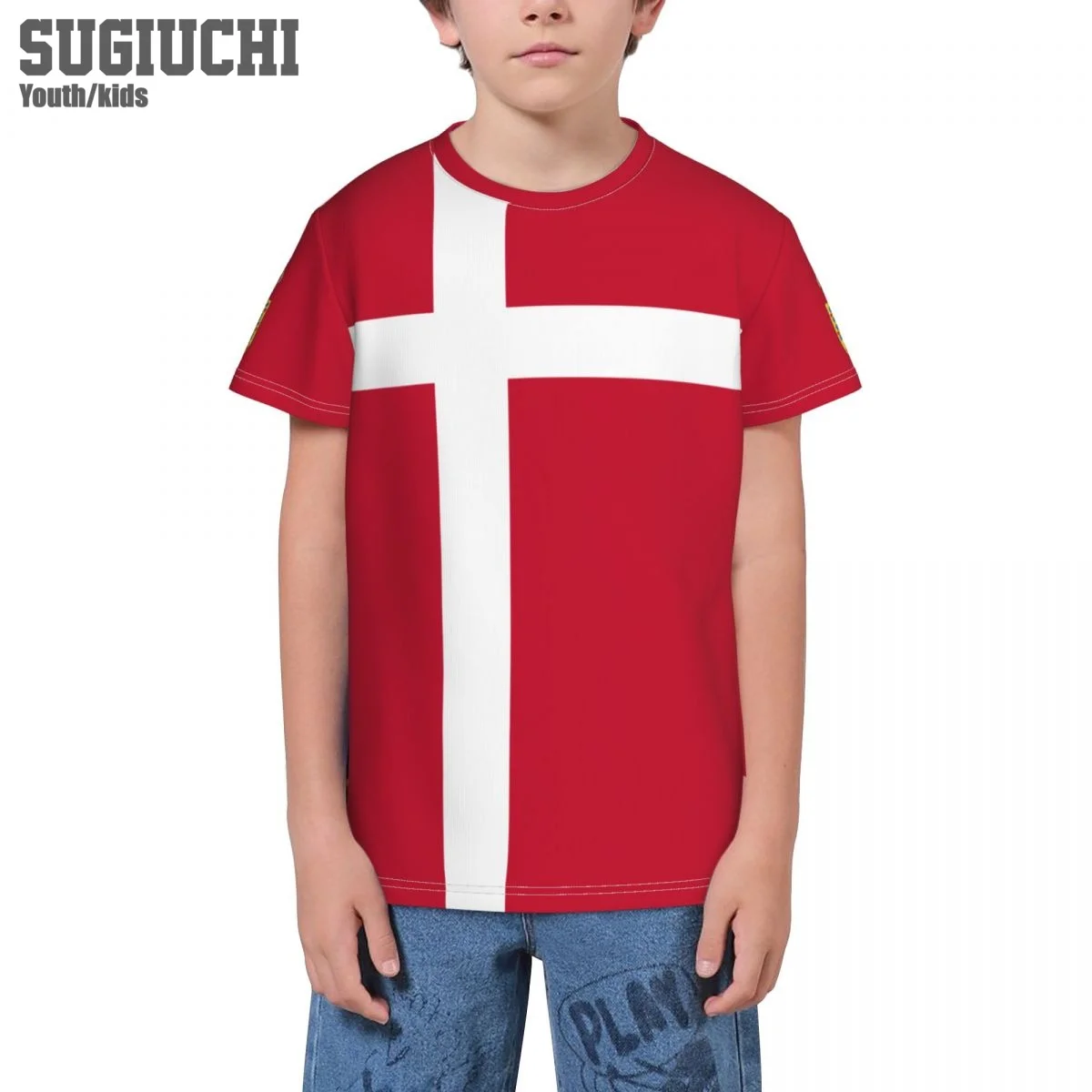 Custom Name Number Denmark Flag Emblem 3D T-shirts For Kids Youth Boy/Girl Tees jersey Soccer Football Fans Gift T shirt