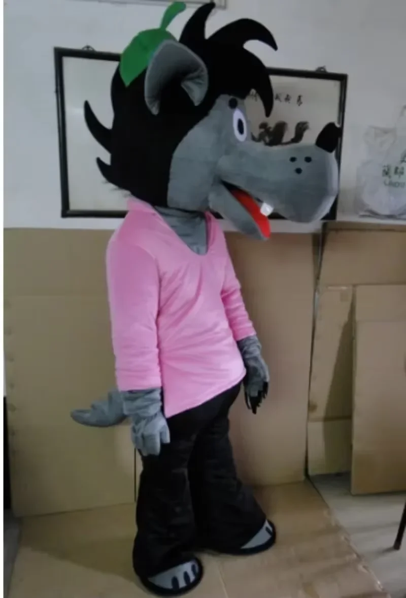 Grauer Wolf Maskottchen Kostüm Erwachsene Tier Cosplay Kleidung Big Bad Wolf Cartoon Cosplay Kleid für Party Halloween Karneval Urlaub