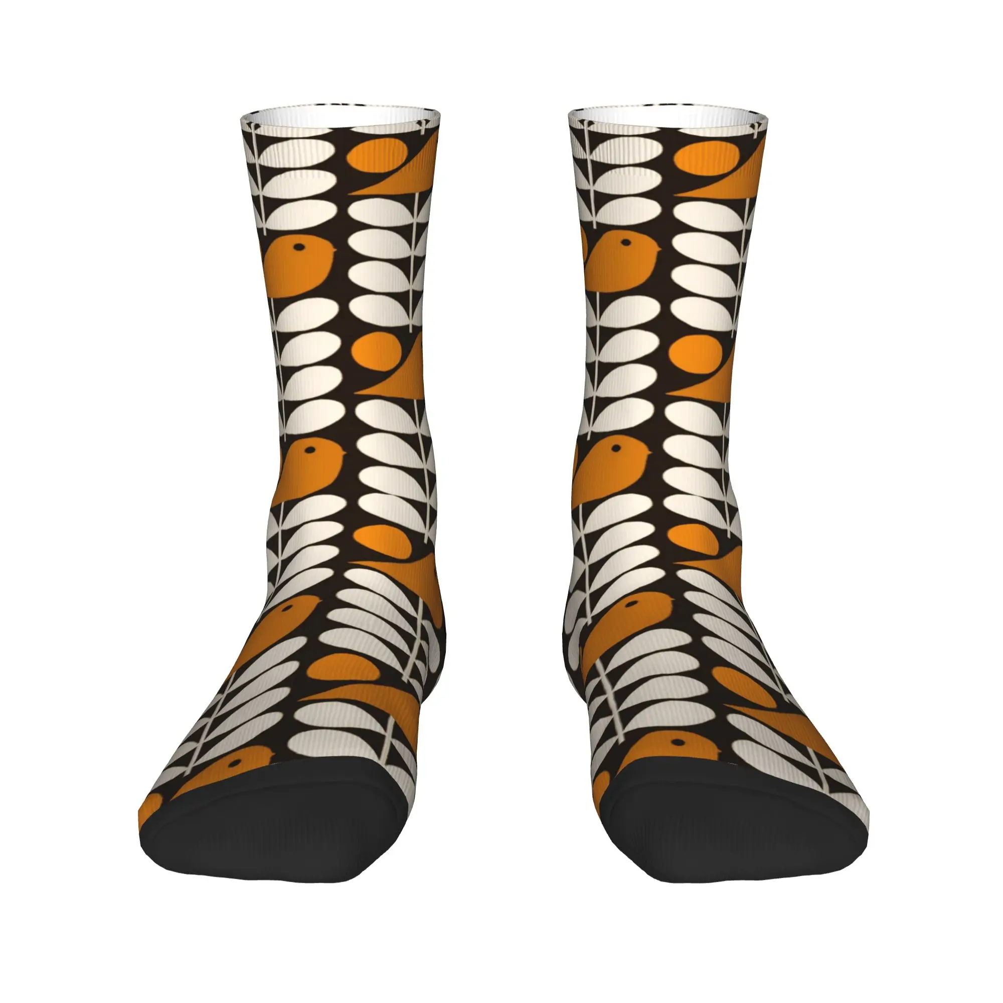 

Orla Kiely Scandi Dress Socks for Men Women Warm Fashion Black White Orange Multistem Birds Crew Socks