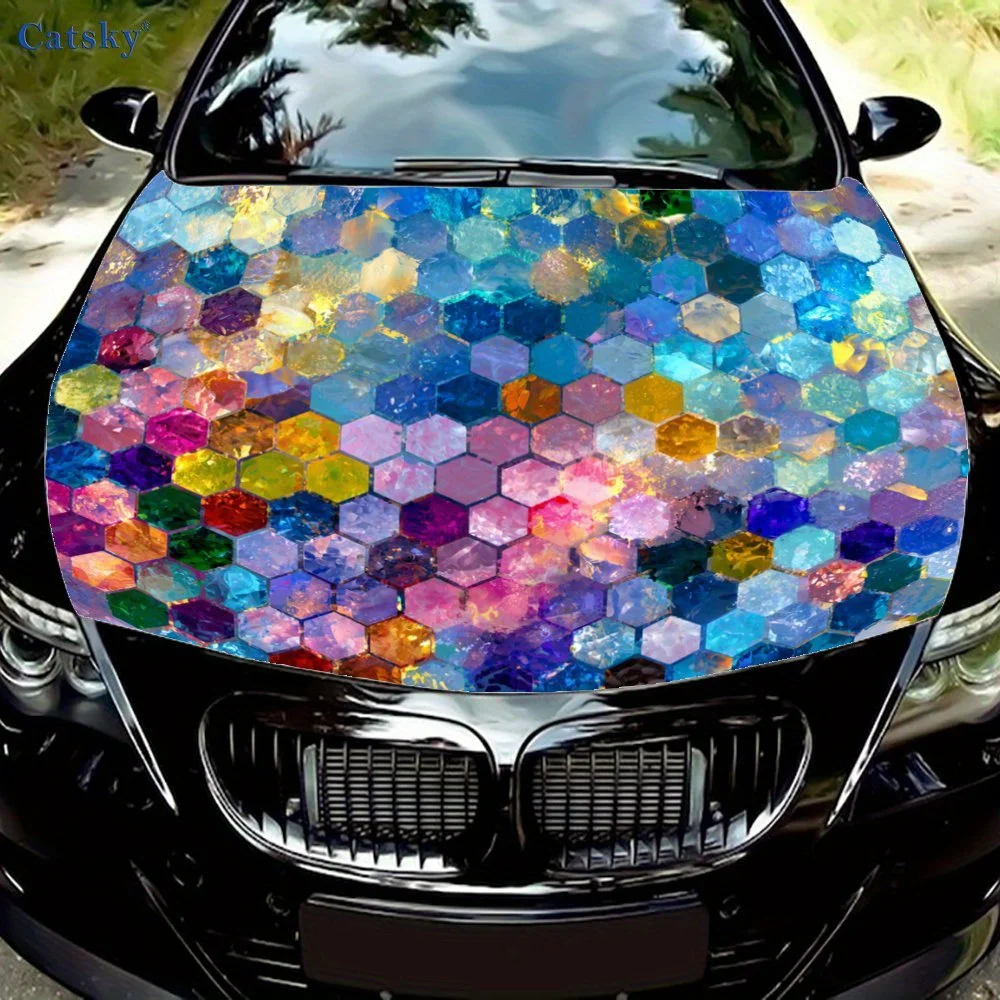 

Colorful Hexagon Car Hood Wrap-PVC Material, Gift For Car Enthusiasts, Fits Trucks & Cars, Custom Vehicle Bonnet Wrap, Sun Prote