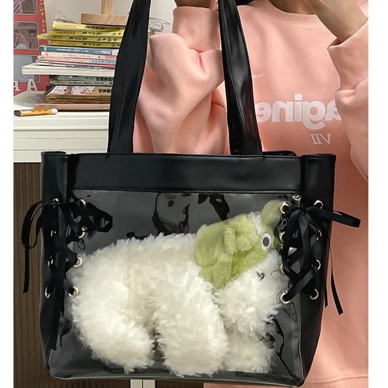 HAEX JK Uniform Tragetaschen Frauen Harajuku Transparent Abnehmbare Schulter Tasche Subkultur Süße Mädchen Band DIY Ita Bolso Mujer