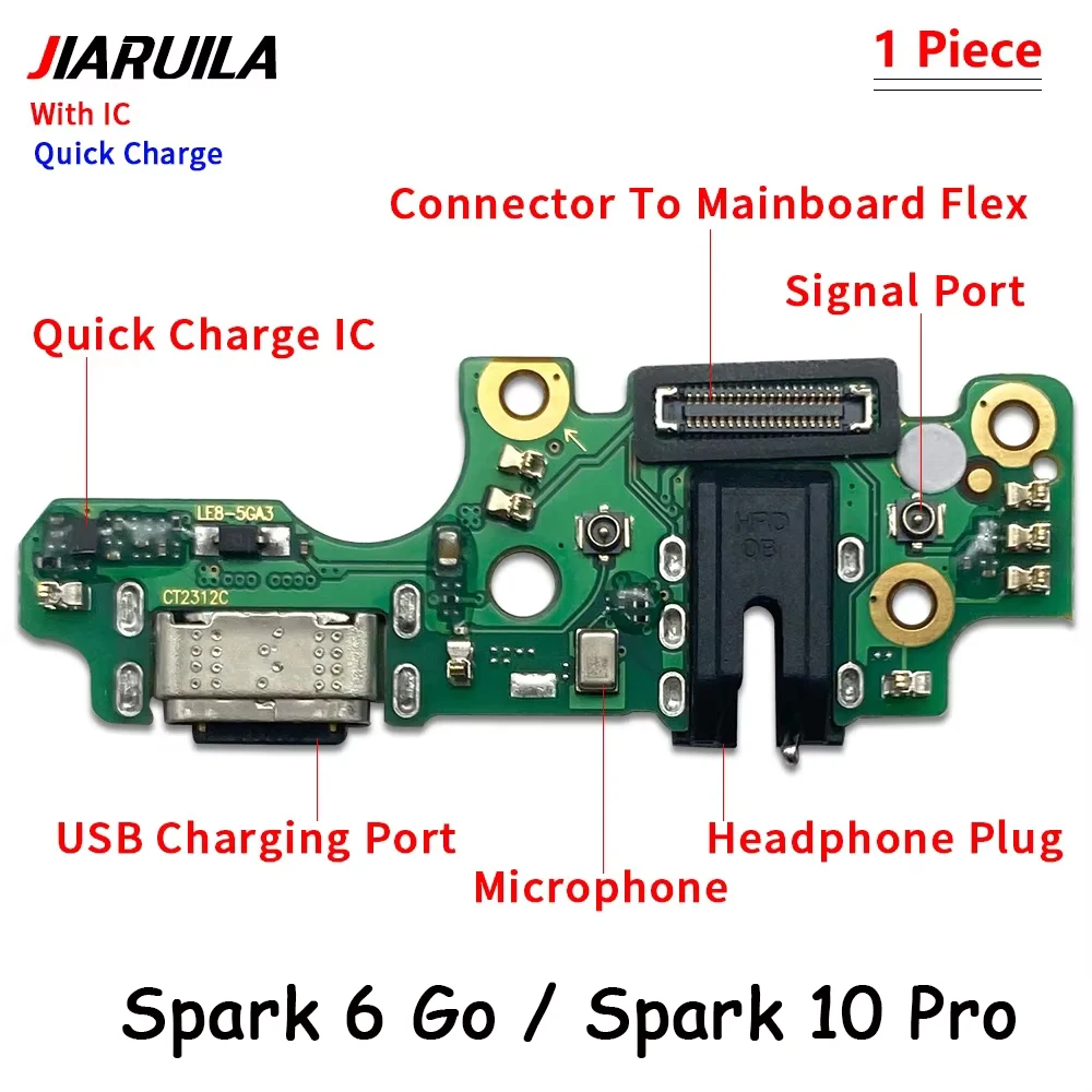 

20 шт., для Infinix Camon 18T 20 Pro Ck6n Ck7N Tecno Pop 7 USB с портом для микрозарядки, док-станция для зарядного устройства, гибкий кабель с микрофоном IC