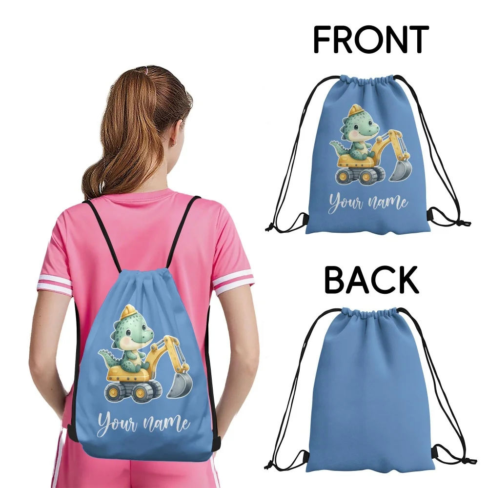 1Pc Custom Name/Text Dinosaur & Excavator Backpack Bag-Personalized Sports Bag Lightweight Travel Gym Sack Storage Bag,12 Color