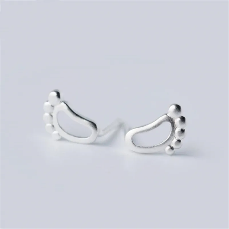 New Personality Fashion Jewelry 925 Sterling Silver Cute Sweet Footprint Foot Creative Exquisite Stud Earrings E231