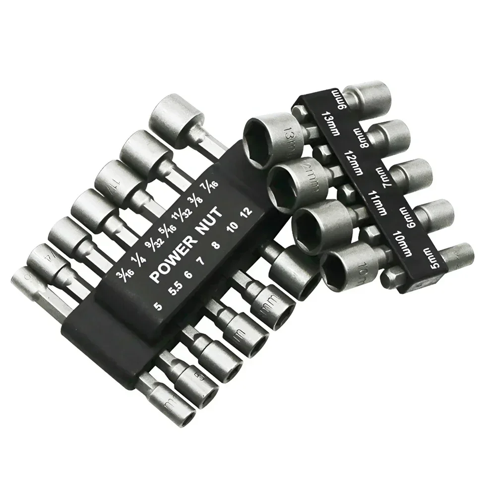 9/14pcs/set 5mm-13mm Hex Socket Sleeve Nozzles Nut Driver Set Power Nuts Driver Socket Screwdriver Set Bits Sets Tools