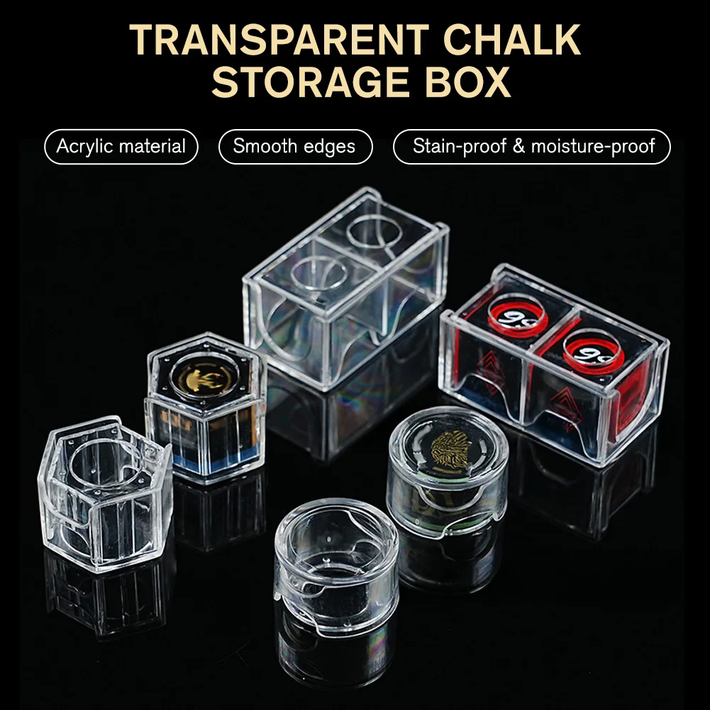 

Acrylic Billiard Chalk Powder Box Transparent Moisture-Proof Billiard Chalk Storage Decor Single Two Box Powder Storage Shell