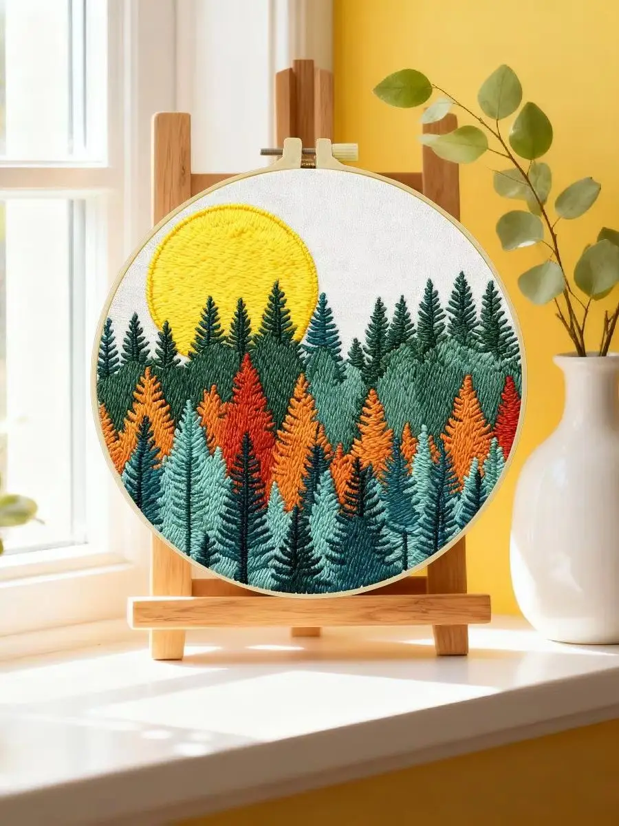 1 Stück 20X20CM/15X15CM 7,87/6,3 Zoll Garten-Stickerei-Starter-Kit DIY-Kit DIY-Stickerei-Set für Anfänger – Detail 6