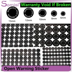 Open Warning Sticker WARRANTY VOID IF BROKEN 6/8/10/12/15mm Removal Proof Paper Screw Hole Tamper Evident Security Seal
